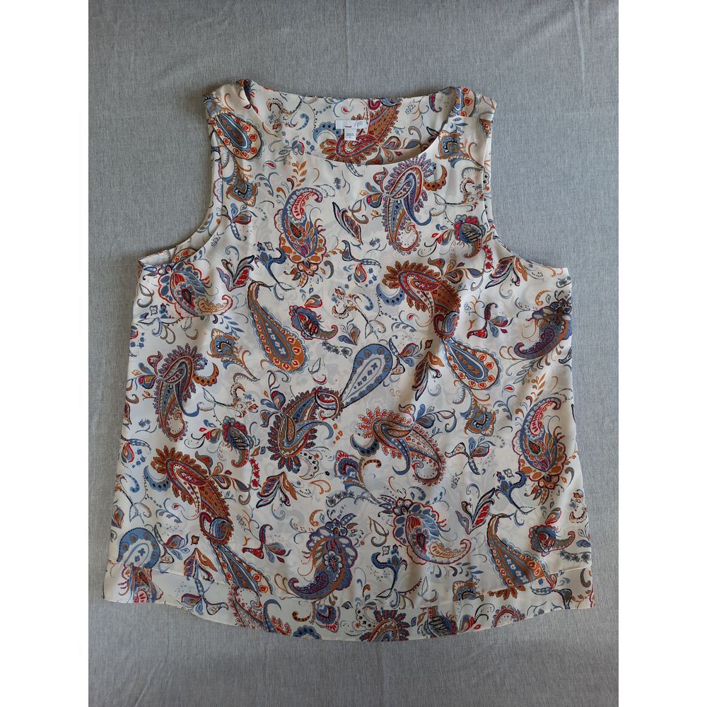J.‎ Jill Women XL Multi-colored Allover Paisley Pure Polyester Sleeveless Blouse